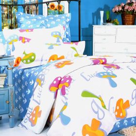 Blancho Bedding - [Colorful Mushroom] 100% Cotton 4PC Duvet Cover Set (Full Size)(Comforter not included)
