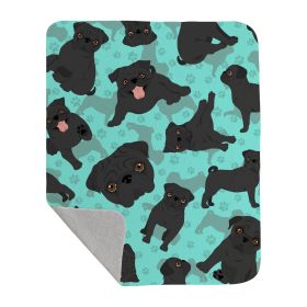 Black Pug Quilted Blanket 50x60 Artwork Pattern Quilted Throw Blanket for Bed, Couch, Sofa, Soft and Lightweight