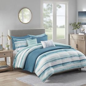 8 Piece Printed Seersucker Comforter and Quilt Set Collection