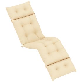 Outdoor Chaise Lounge Cushion, Tufted Thick Patio Lounge Chair Cushion With Ties, 74.8 In. X 22 In. X 4 In., Beige (Color: Beige)