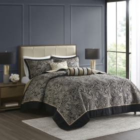 5 Piece Jacquard Bedspread Set with Throw Pillows (Color: as Pic)